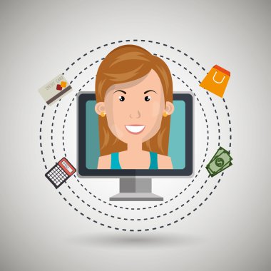 kullanıcı e-ticaret izole bilgisayar simgesi tasarım