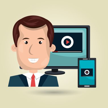 Kullanıcı online Tv simgesi tasarım izole