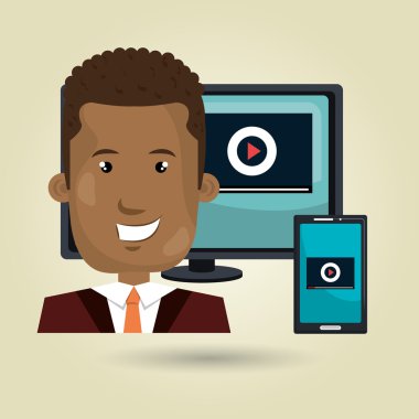 Kullanıcı online Tv simgesi tasarım izole