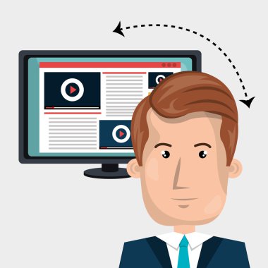 Kullanıcı online Tv simgesi tasarım izole