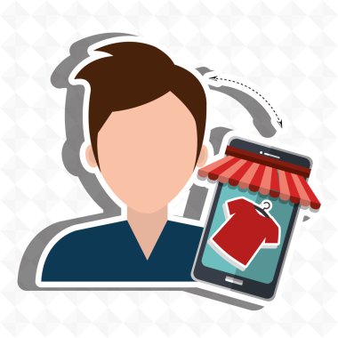 Kullanıcı e-ticaret smartphone izole simgesi