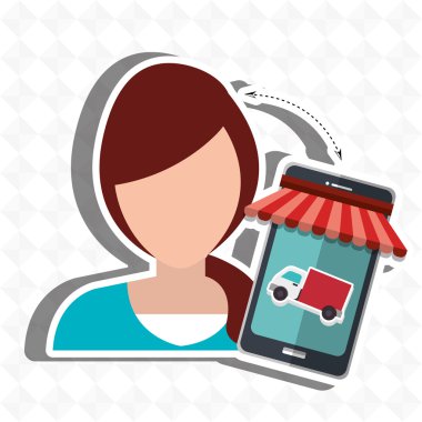 Kullanıcı e-ticaret smartphone izole simgesi