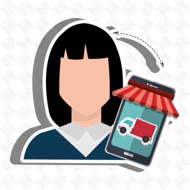 Kullanıcı e-ticaret smartphone izole simgesi