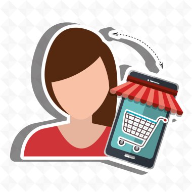 Kullanıcı e-ticaret smartphone izole simgesi