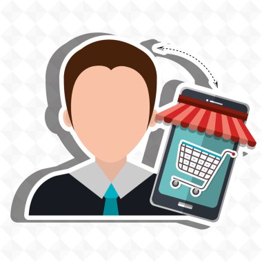Kullanıcı e-ticaret smartphone izole simgesi