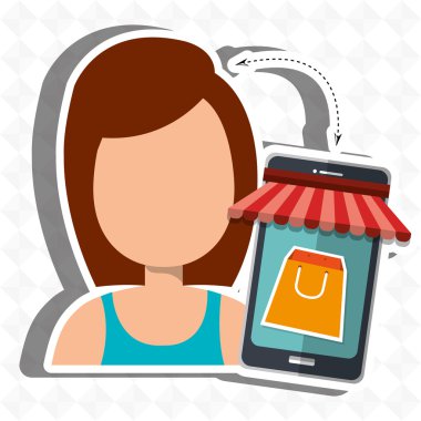Kullanıcı e-ticaret smartphone izole simgesi