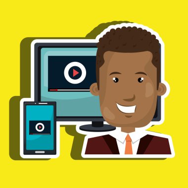 Kullanıcı online Tv simgesi tasarım izole