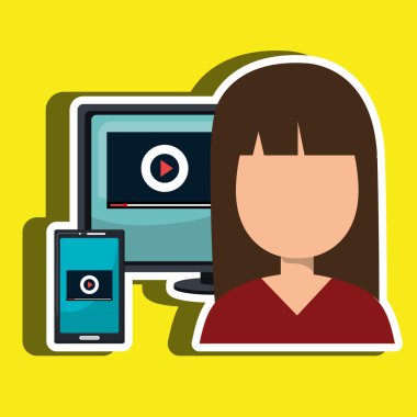 Kullanıcı online Tv simgesi tasarım izole