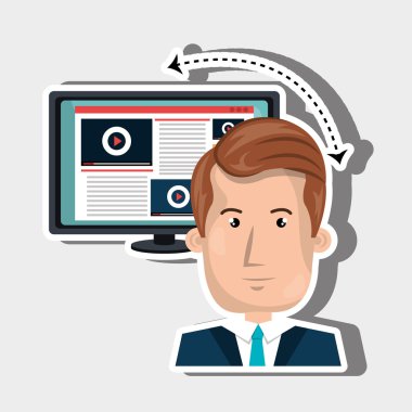 Kullanıcı online Tv simgesi tasarım izole