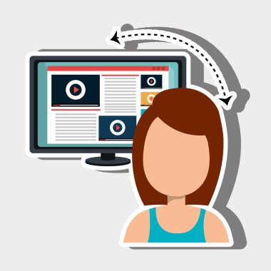 Kullanıcı online Tv simgesi tasarım izole