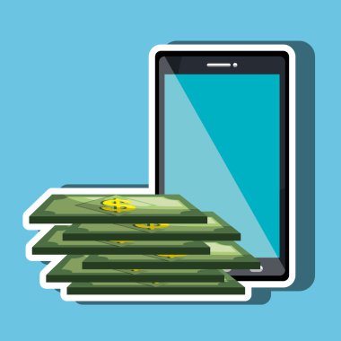 akıllı telefon üzerinden online para simgesi tasarım izole