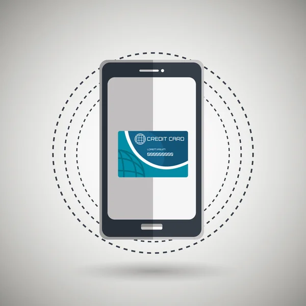 E-handel uit smartphone geïsoleerd pictogram ontwerp — Stockvector