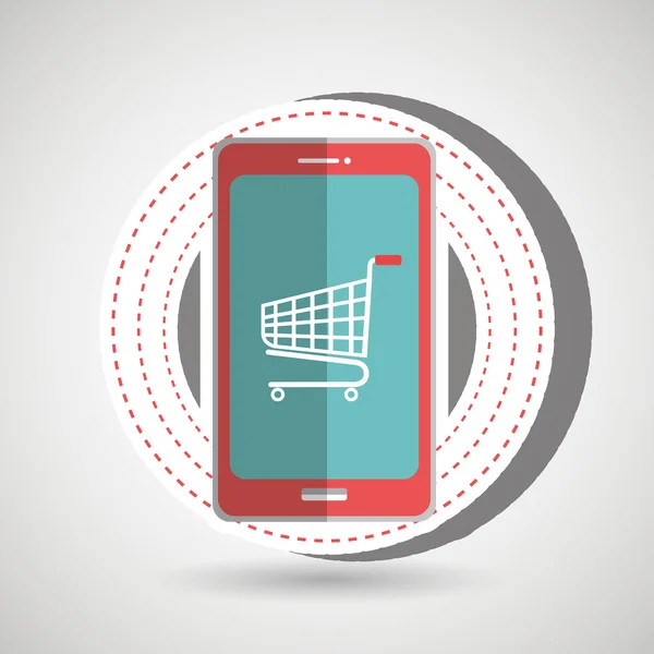 E-commerce from smartphone isolated icon design — Stock Vector