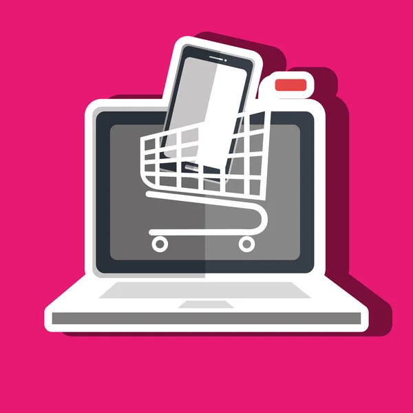 E-commerce z laptopa na białym tle projekt ikonę — Wektor stockowy