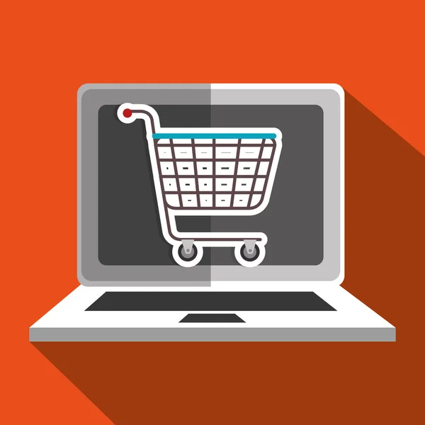 Gebruiker e-commerce laptop geïsoleerd pictogram ontwerp — Stockvector