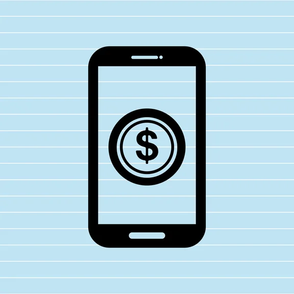 Geld online aus Smartphone-Icon-Design — Stockvektor
