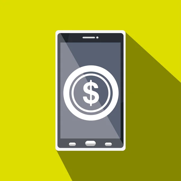 Pieniądze online z inteligentny telefon na białym tle projekt ikonę — Wektor stockowy