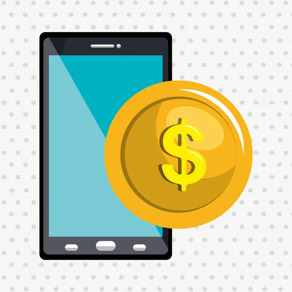 Akıllı telefon üzerinden online para simgesi tasarım izole — Stok Vektör