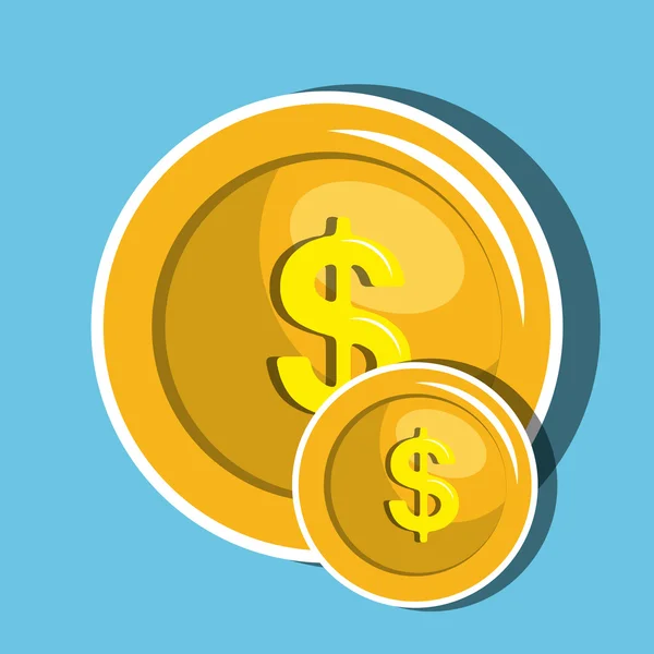 Pengar mynt isolerade ikon design — Stock vektor