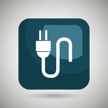 Elektrik fişi izole kare düğme simgesi tasarım