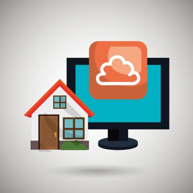 bulut bilgi işlem izole simgesi tasarım ile akıllı ev