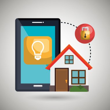 Akıllı eve ile asma kilit simgesi tasarım izole.