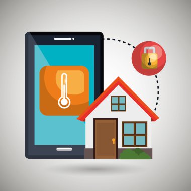 Akıllı eve ile asma kilit simgesi tasarım izole.