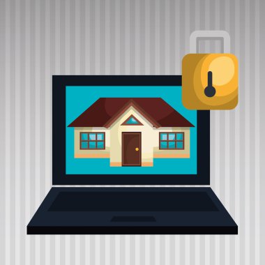 Akıllı ev dizüstü bilgisayar ile izole simgesi