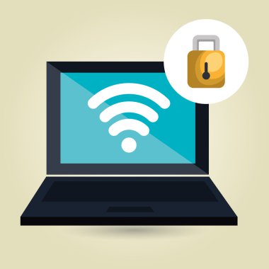 Bilgisayar laptop ile izole asma kilit simgesi tasarım