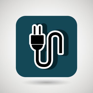 Elektrik fişi izole kare düğme simgesi tasarım