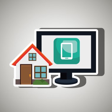 Akıllı ev smartphone ile izole simgesi