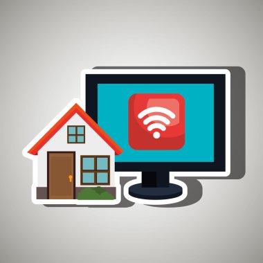 Akıllı eve ile wifi bağlantı simgesi tasarım izole.