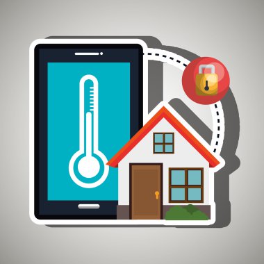 Akıllı eve ile asma kilit simgesi tasarım izole.