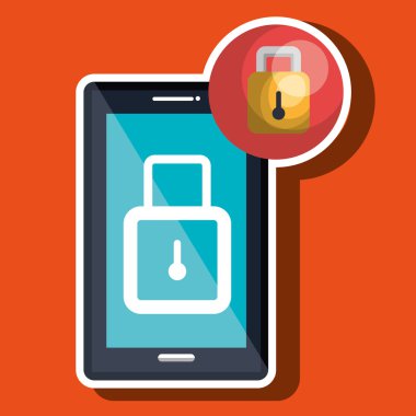 Smartphone ile izole asma kilit simgesi tasarım