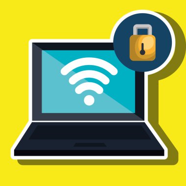 Bilgisayar laptop ile izole asma kilit simgesi tasarım