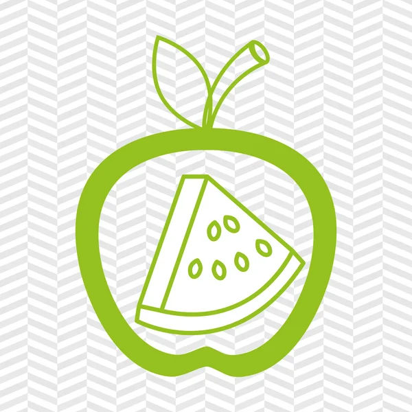 Apple fruit met watermeloen geïsoleerd pictogram ontwerp — Stockvector