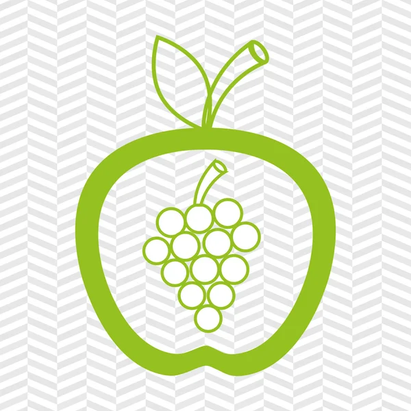Mela frutto con uva isolato icona di design — Vettoriale Stock