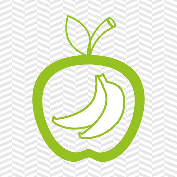 Apple fruit met bananen geïsoleerde pictogram ontwerp — Stockvector
