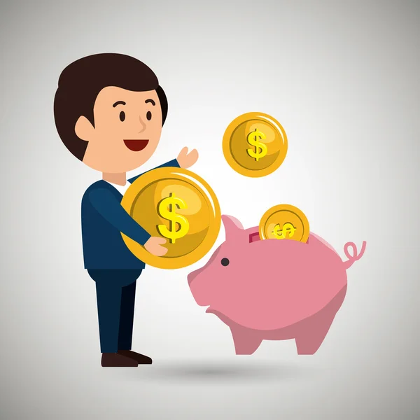 Persona con dinero aislado icono de diseño — Vector de stock