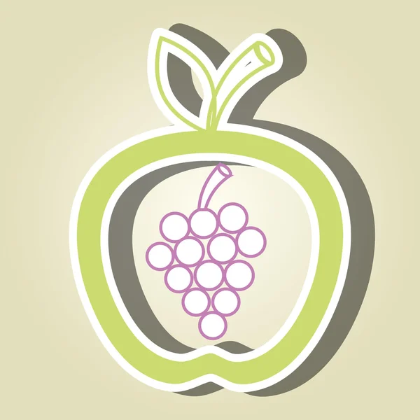 Apple fruit met druiven geïsoleerde pictogram ontwerp — Stockvector