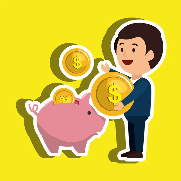 Person with money  isolated icon design — Stock Vector