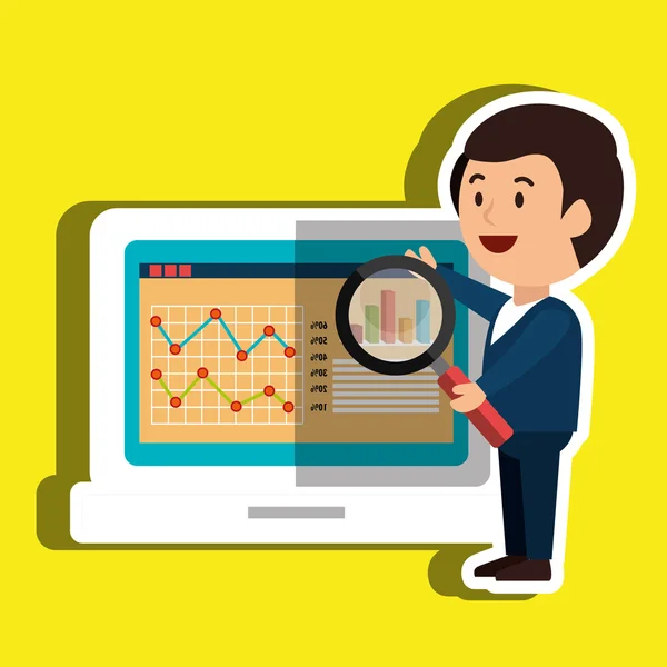 Persona con statistiche economiche disegno icona isolato — Vettoriale Stock