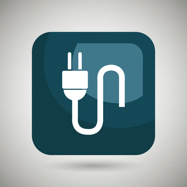 Enchufe eléctrico botón cuadrado diseño icono aislado — Vector de stock