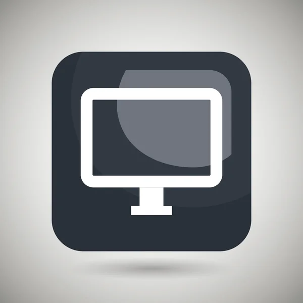 Konstrukcja ikona przycisku kwadrat na białym tle monitora komputera — Wektor stockowy