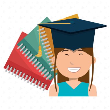 Kitaplar izole simgesi tasarım ile yüksek lisans öğrencisi