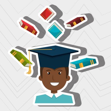 Kitaplar izole simgesi tasarım ile yüksek lisans öğrencisi