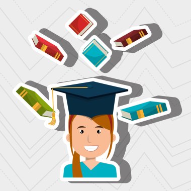 Kitaplar izole simgesi tasarım ile yüksek lisans öğrencisi