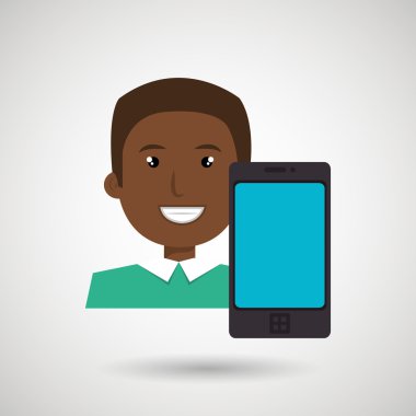 kişi smartphone ile izole simgesi