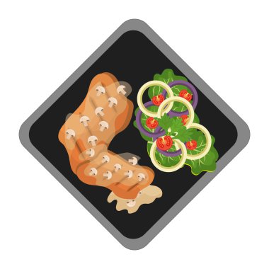 Lezzetli yiyecek ve Gastronomi grafik izole düz tasarım.