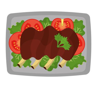 Lezzetli yiyecek ve Gastronomi grafik izole düz tasarım.